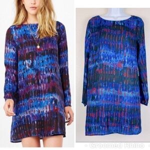 BB Dakota Watercolor Long Sleeve Shift Dress Size M